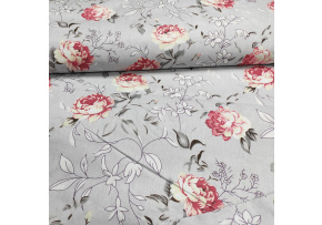 Bavlnená látka vzor kvetiny na šedom podklade, metráž 160 cm      