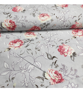 Bavlnená látka vzor kvetiny na šedom podklade, metráž 160 cm      