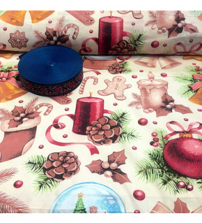 Vianočný vzor bavlnenej látky Vianoce  metráž 160 cm