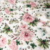 Bavlnená látka vzor veľké ružové kvetiny na bielom podklade, metráž 160 cm 