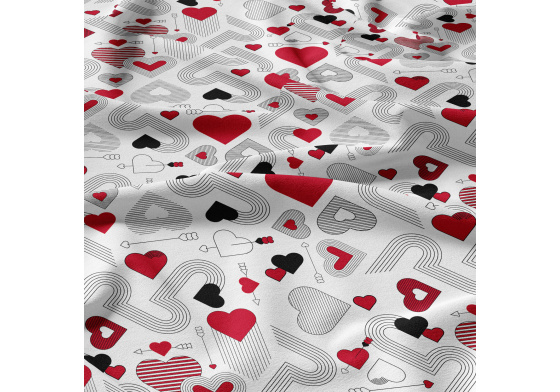 Bavlnená látka vzor srdiečka multi pink, metráž 160 cm  