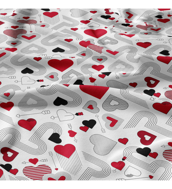 Bavlnená látka vzor srdiečka multi pink, metráž 160 cm  