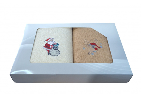 Sada ručníků Froté 2 ks, barva  Zelená a Ecru