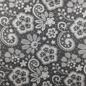 Bavlnená látka vzor krajka na šedom podklade, metráž 160 cm   