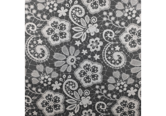 Dekorační dětská bavlněná látka vzor kytičky vzor Krajka na šedém