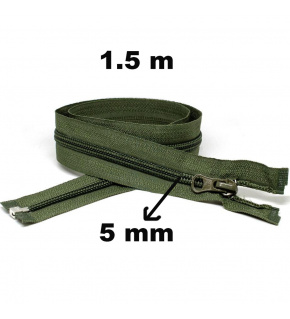 Zips špirálový, farba khaki 5 mm, dĺžka 150 cm