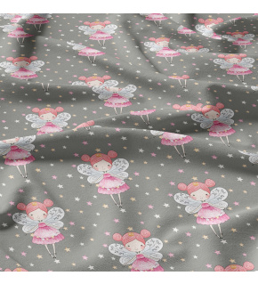 Bavlněná látka vzor malenka na šedém 90 cm