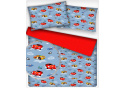 Dětská bavlněná látka metráž vzor Auto sport modrý podklad