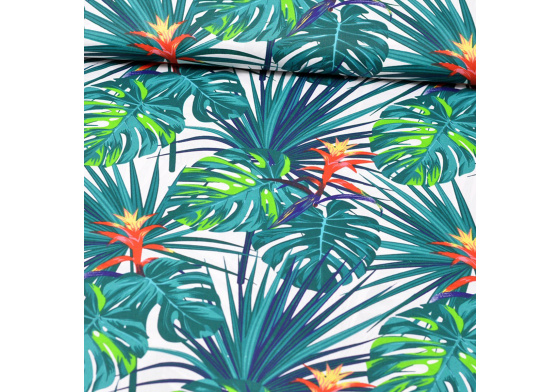 Dekorační dětská bavlněná látka vzor Džungle na bílém 2