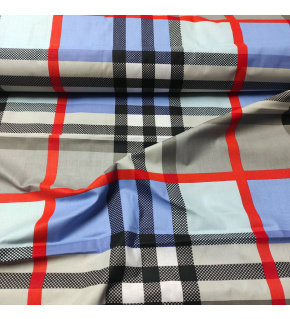 Bavlnená látka, vzor veľká kocka , farba šedá, metráž 150 cm      