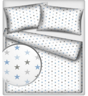 Bavlnená látka 361, vzor hviezdy multimodré na bielom podklade, metráž 160 cm    