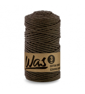 Bavlnená šnúra 3mm, 100m, farba tm. hnedá 
