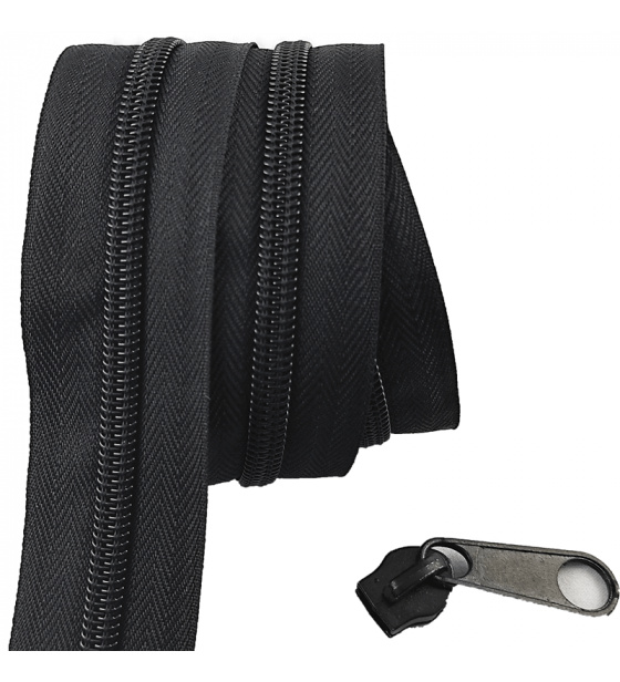 Zip spirálový černý 10 mm metráž 