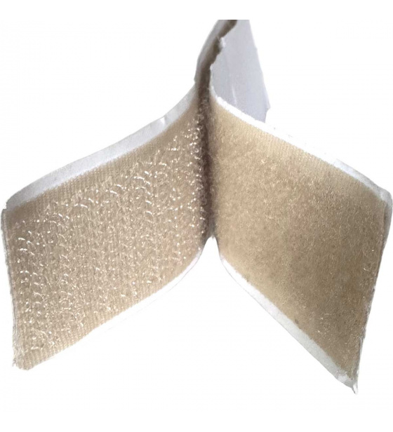 Pásik na suchý zips s lepidlom, farba Béžová 2x10 cm, šírka 25 mm