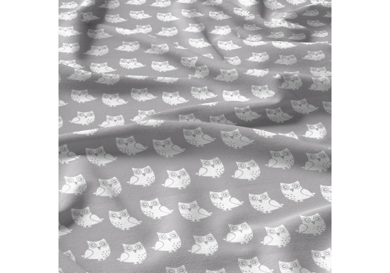 Bavlněné látky, metráž. Sovy na Šedém