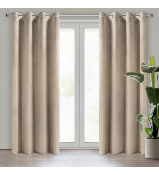 Jednobarevné Závěs s řasící páskou SV. BIEGE 140x270 cm