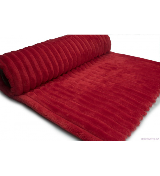 Dekoráční látka MÍNKY PROUZKY barva ČERVENÁ