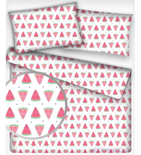 Dekorační dětská bavlněná látka vzor Meloun na bílém