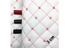 Ekokoža MIX 3x3 cm, prešívaná, farba bielo-červená, metráž 145 cm Ekokoža MIX 3x3 cm, prešívaná, farba bielo-červená, metráž 145 cm