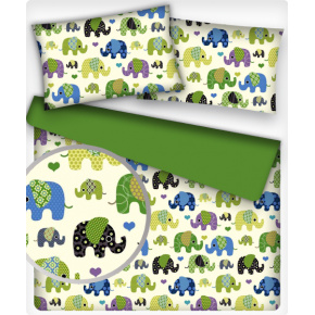 Bavlnená látka vzor zelené slony, metráž 160 cm       