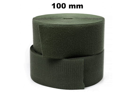 Pásik na suchý zips našívací, set háčika a slučky, farba khaki 100 mm x 25 bm