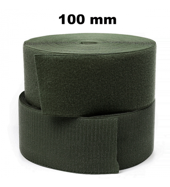 Pásik na suchý zips našívací, set háčika a slučky, farba khaki 100 mm x 25 bm