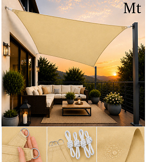 Slnečná tieniaca plachta 3x2 m, Oxford 165 g/m², béžová