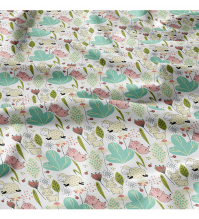  Bavlnená látka 125, vzor ovečky na bielom podklade, metráž 160 cm 