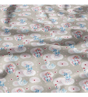 Bavlnená látka, detský vzor jemný pohľad na šedom podklade, metráž 160 cm         