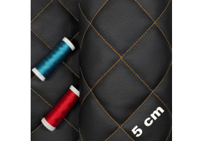 Ekokoža prešívaná, farba čierno-oranžová, metráž 145 cm