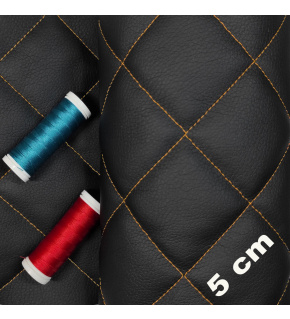 Ekokoža prešívaná, farba čierno-oranžová, metráž 145 cm Ekokoža prešívaná, farba čierno-oranžová, metráž 145 cm