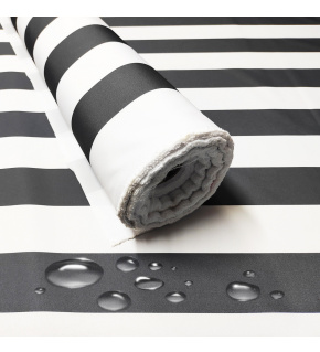 Nepremokavá látka, farba grafitová prúžky, metráž 160 cm 