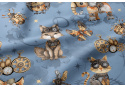 Bavlnená látka, vzor Malé zvieratká, Modrý podklad, metráž 160 cm 