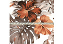 Dekorační bavlněná látka vzor Monstera hnědá na bílém