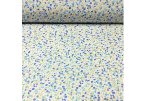 Bavlnená látka 138, vzor modré kvetiny, metráž 160 cm  