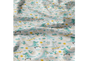 Bavlnená látka vzor modrí veselí krokodýli, biely podklad, metráž 160 cm       