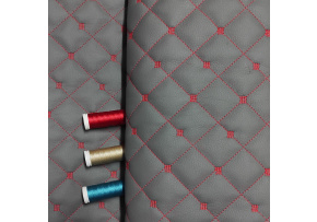 Ekokoža MIX 3x3 cm, prešívaná, farba šedo- červená, metráž 145 cm