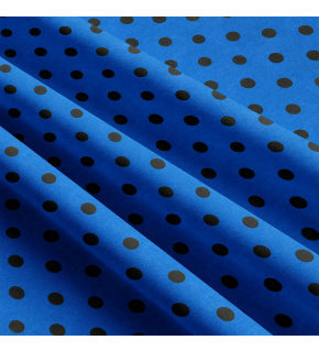 Bavlnená látka, vzor Černá Bodka na Tyrkysovom podklade 10 mm, metráž 160 cm