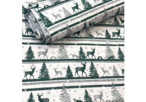 Vianočný vzor bavlnenej látky Skandinávský vzor, farba zelená, metráž 160 cm Vianočný vzor bavlnenej látky Skandinávský vzor, farba zelená, metráž 160 cm