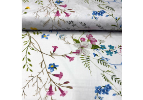 Bavlnené látky vzor Kvety na bielom