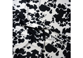 Látka Minky mikroplyš, kravský vzor, farba čierna