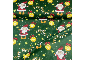 Vianočný vzor bavlnenej látky Vianoce, farba zelená, metráž 160 cm Vianočný vzor bavlnenej látky Vianoce, farba zelená, metráž 160 cm