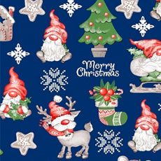 Vianočný vzor bavlnenej látky Rudolf na modrej 5, metráž 160 cm     