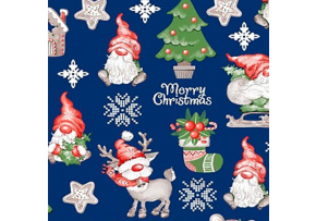 Vianočný vzor bavlnenej látky Rudolf na modrom 5, metráž 160 cm Vianočný vzor bavlnenej látky Rudolf na modrom 5, metráž 160 cm