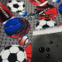 Nepremokavá látka Kodura Kocka Futbal, farba šedá, metráž 150 cm