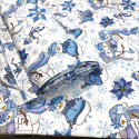 Tissus en coton de Noël au mètre, motif Bonhomme de Neige Bleu sur blanche, 160 cm