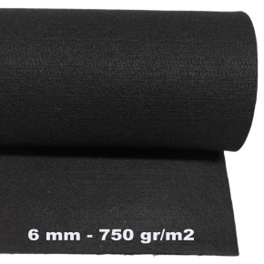 Technický filc 6 mm, farba čierna, metráž 150 cm