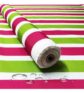 Nepremokavá látka, farba amarant prúžky, metráž 160 cm 
