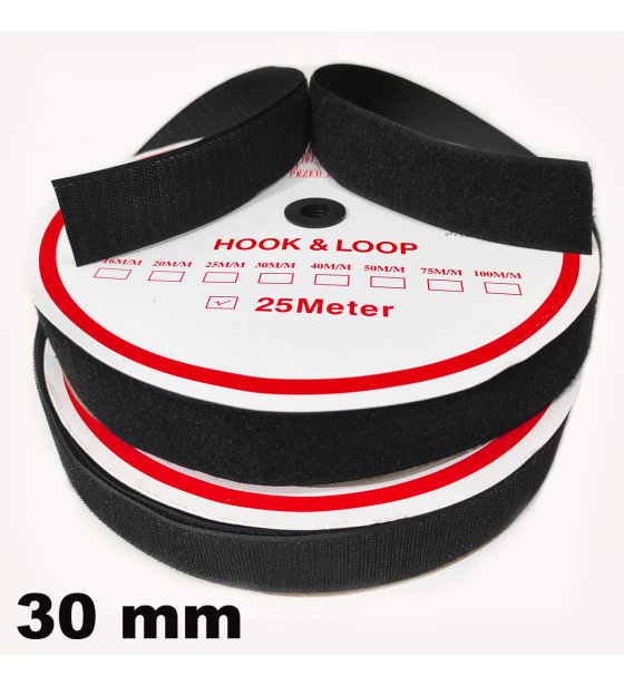 Pásek na suchý zip Háček a Smyčka set černý 30 mm balení 25 m