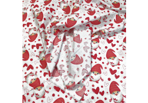 Vianočný vzor bavlnenej látky Mikuláša na Bielom, metráž 160 cm